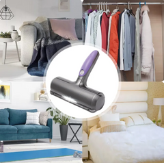 Pet hair roller shown with a sofa, wardrobe, living room, and bed